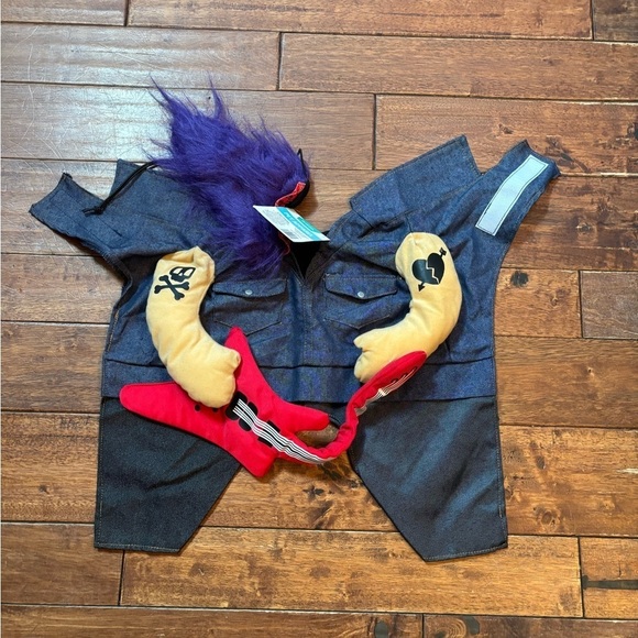 Other - NWT dog Halloween rocker costume! Tattoos! Guitar! Punk rock purple hair XXL